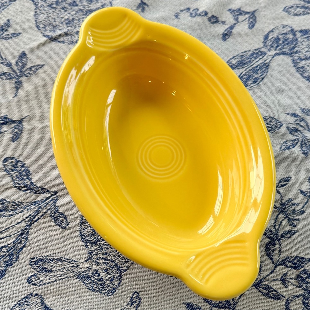 Fiesta Sunflower Yellow Individual Oval Casserole Dish 9.25" Ceramic Bowl USA